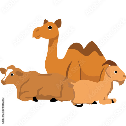 Illustration of Sacrificial Animals for Eid al-Adha