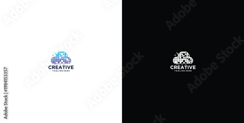 smart cloud modern technology design logo
