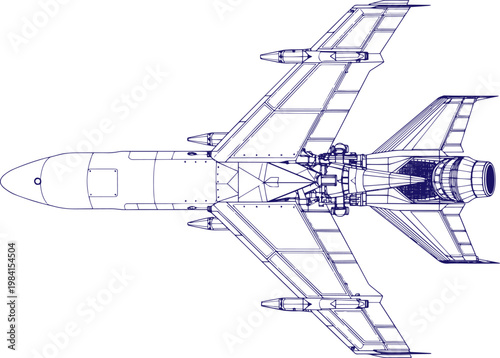 Detailed hand drawn sketch illustration of a cruise missile with wings fully extended, created in a clean line art style. suitable for defense, military, aviation, engineering, and strategic theme