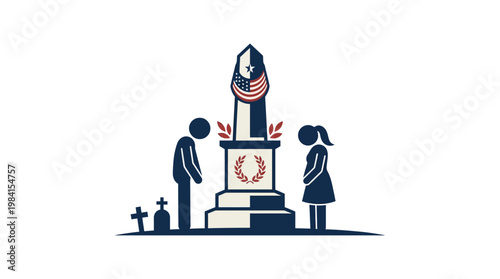 Memorial Day People Paying Respects at a Monument