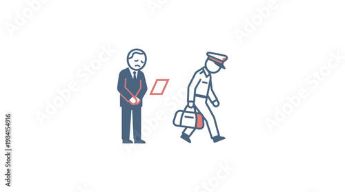 Concerned Businessman and Departing Person in Uniform