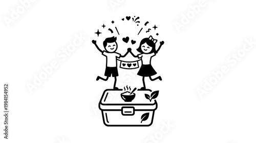 Happy Children Celebrating Picnic Lunch Box