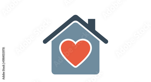 Vector illustration of a house with a heart inside, symbolizing love, home, and family. Representing a warm and welcoming living space