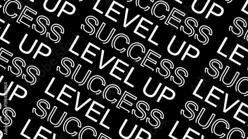 Creative Pattern of Success Level Up Text on Black Background for Motivation and Inspiration