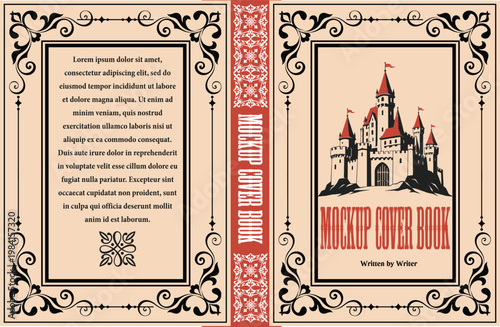 Canvastavla 078-50-Vintage style book cover mockup displaying a fantasy castle illustration