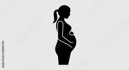 Abstract Vector Silhouette of a Pregnant Woman Embodying New Life, Growth, and the Beautiful Creation of Motherhood