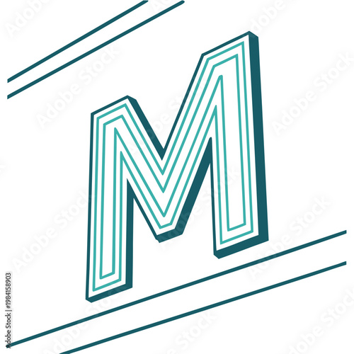 Stylized 3D Teal Letter M

