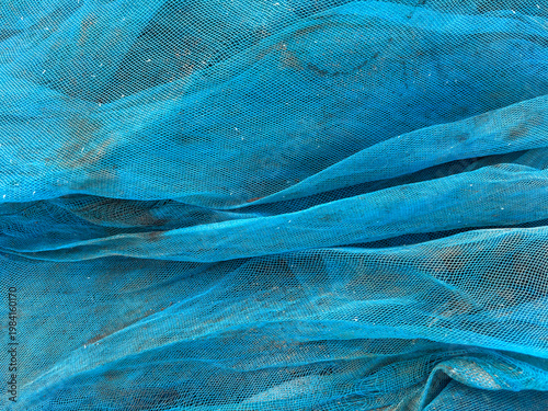 Closeup Blue Gauzy Fabric with Movements