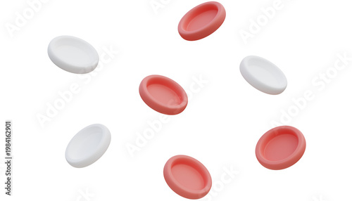 Konstfotografi Red blood cells and white blood cells 3D illustration