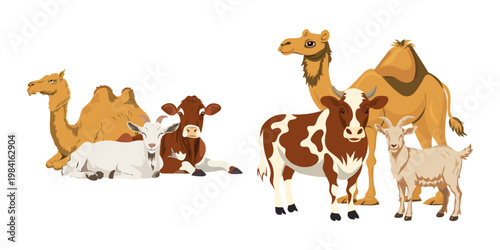 Illustration of Sacrificial Animals for Eid al-Adha
