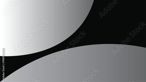Abstract curved gradient semicircle design in light gray fading to black minimalist vector illustration