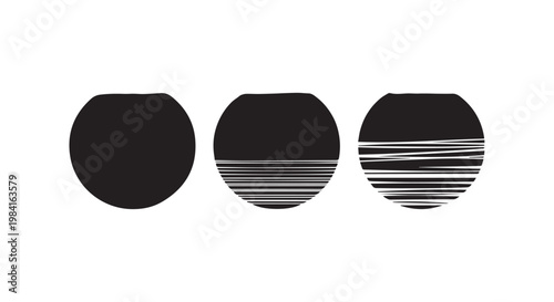 Abstract circular sunset icons minimalist landscape horizon sun patterns geometric line art modern aesthetic creative designs.