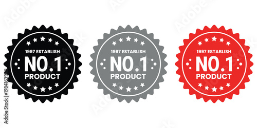 Symbol of Excellence: A trio of stylized seals proclaims the status of No.1 Product, offering a clear message of quality and leadership. With clean lines and a bold design.