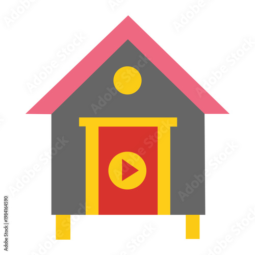 Playroom of digital: A vibrant illustration showcasing a charming digital video house, Its design exudes playfulness, setting the stage for engaging content