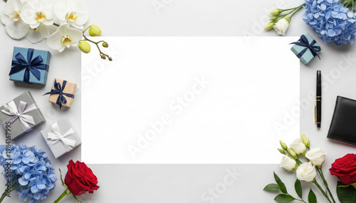 Elegant mockup with floral accents and gift presentation