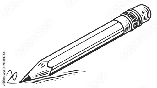 Minimalistic vector image of a pencil with thin lines. A good choice for graphic projects related to learning and creativity