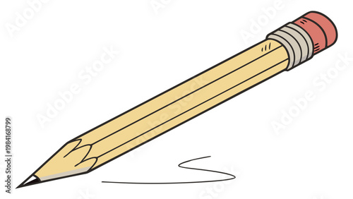 Minimalistic vector image of a pencil with thin lines. A good choice for graphic projects related to learning and creativity