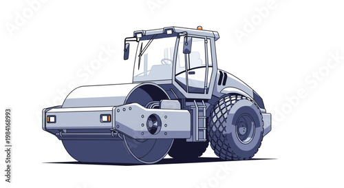 Large industrial road roller machine used for asphalt compaction and soil stabilization in construction and paving projects.
