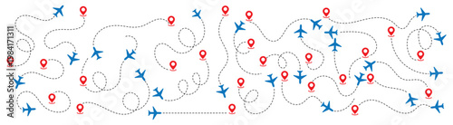 Tableau sur toile Airplane routes set