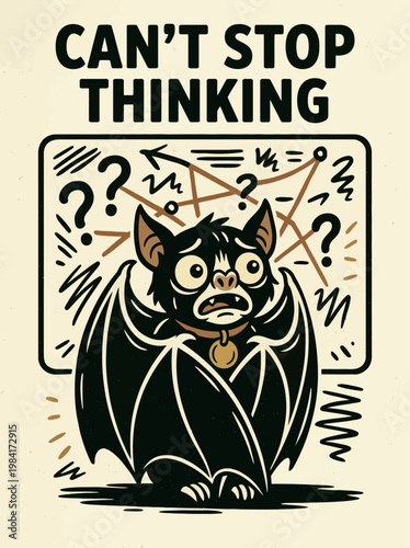 Confused Bat with Thinking Expression.