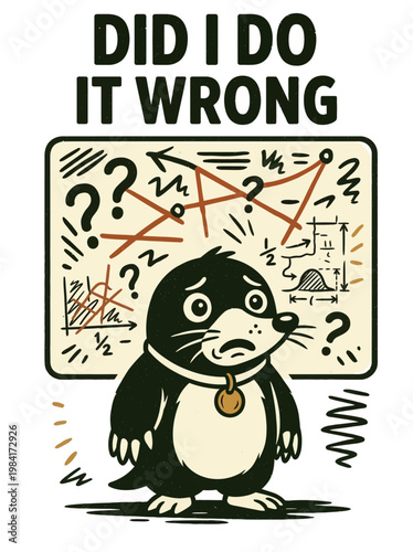 Confused cartoon seal with puzzled expression.