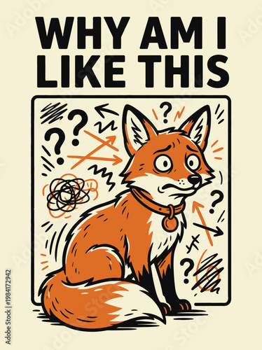 Confused Fox with Question Marks.