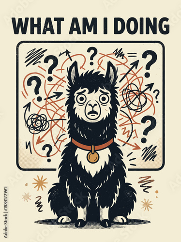 Confused llama with puzzled expression.