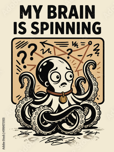 Octopus with a worried face expression.