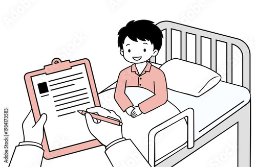 Medical consultation with doctor and patient in pink hospital room transparent background