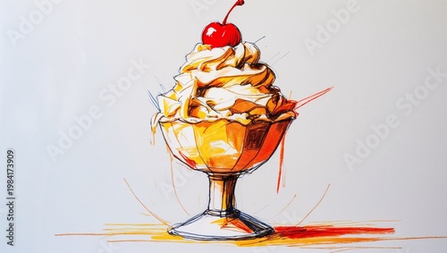 Ice Cream Sundae Topped with Cherries