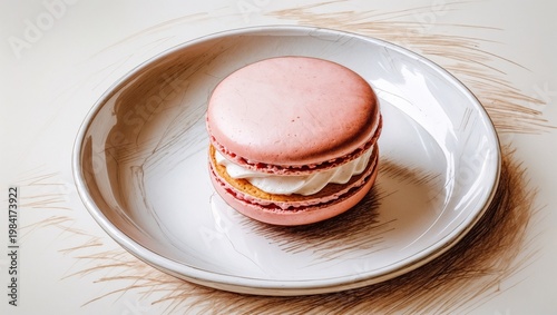 Single Macaron on Plate