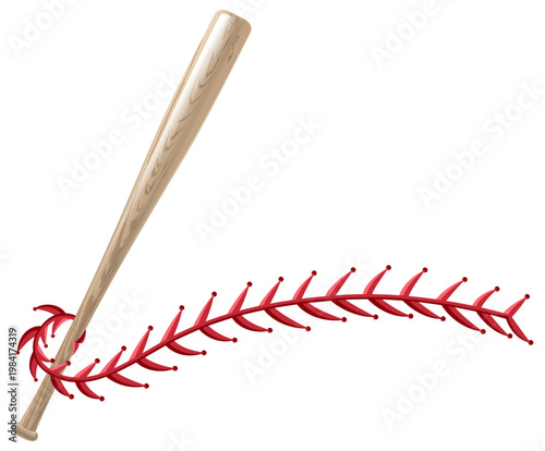 baseball bat with stitch vector