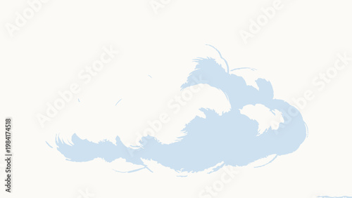 Soft Hand-Drawn Pastel Colored Fluffy Cumulus Cloud Isolated on an Off-White Plain Background, Dreamy Cute Illustration with Gentle Textured Crayon Brushwork