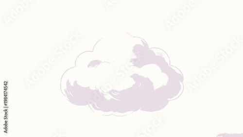 Soft Pastel Hand-Drawn Illustration of a Fluffy Rainbow-Tinted Cumulus Cloud on a Plain Off-White Textured Background