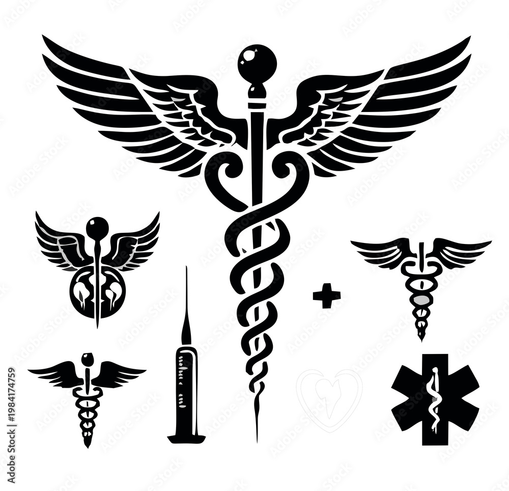 Fototapeta premium caduceus medical icons