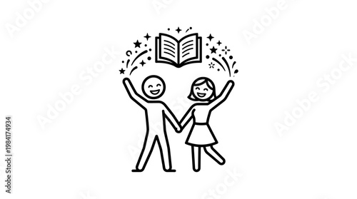 Couple Celebrating Knowledge and Reading