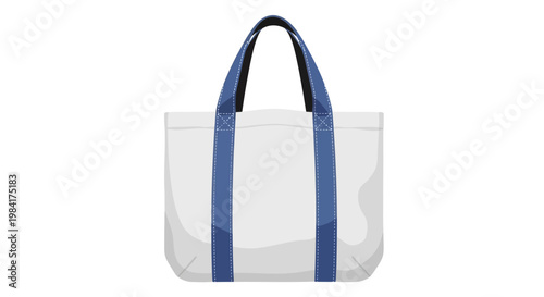 A white canvas tote bag with blue straps for shopping and everyday use