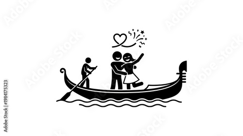 Romantic Gondola Ride with Couple Celebrating Love