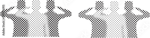 Saluting Soldier Silhouette with Halftone Pattern for Memorial & Veterans Day