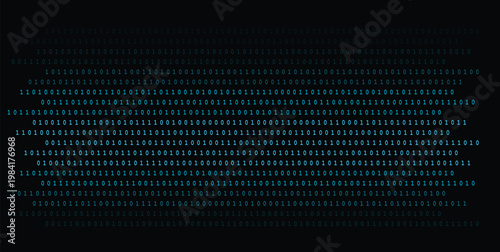 Abstract digital data flow with binary code stream on dark background for technology concepts