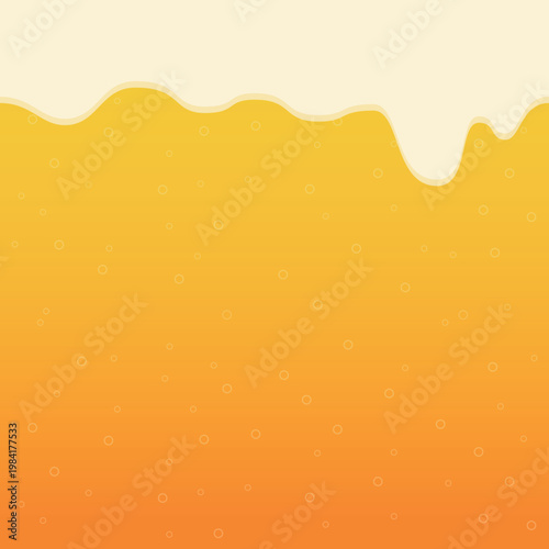 グラスに注がれた冷たいビールの泡と炭酸の背景イラスト