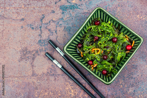 Healthy Green Salad with Seaweed and Cranberries