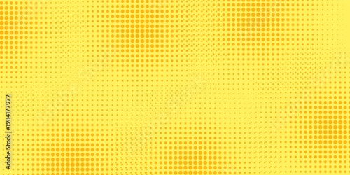 Yellow Halftone Dotted Gradient Background With Retro Comic Texture.