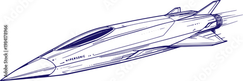 Detailed hand-drawn sketch illustration of a cruise missile with wings fully extended, flying horizontally. use in editorial design, educational materials, infographics, and conceptual visuals