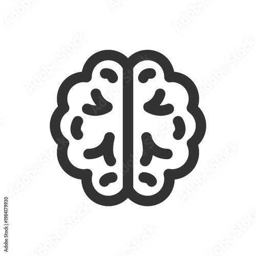 Simple icon of a human brain against a white background with neurology, thinking