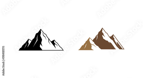 A stark silhouette of a mountain peak against a bright white background evokes ambition, challenge, and overcoming obstacles, ideal for motivational c