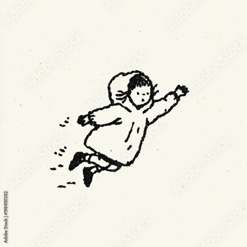 Modern little girl using a hoodie flying
