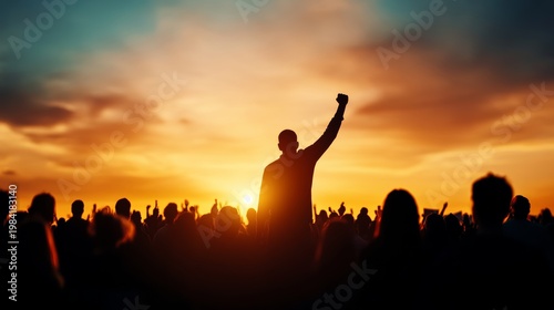 Protesting for change empowered voices unite at sunset rally urban landscape event photography social environment passionate viewpoint activism concept