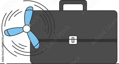 Briefcase Fan Business Concept Vector Illustration Speed Productivity Growth Success