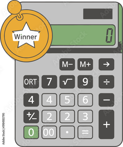 Calculator Vector Illustration Winner Medal Icon Business Finance Education Math Isolated